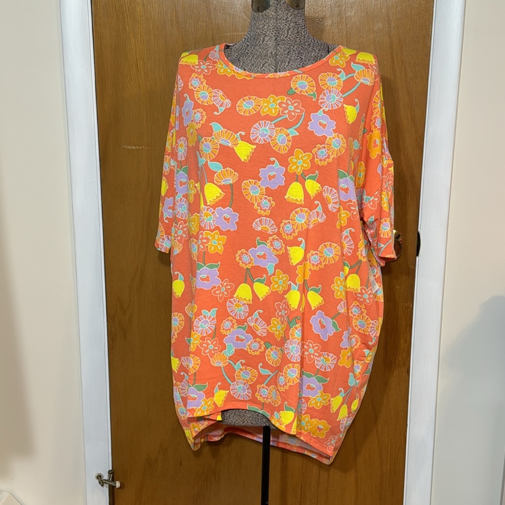 LuLaRoe NWT Womens Large Irma Tunic Orange with Flowers